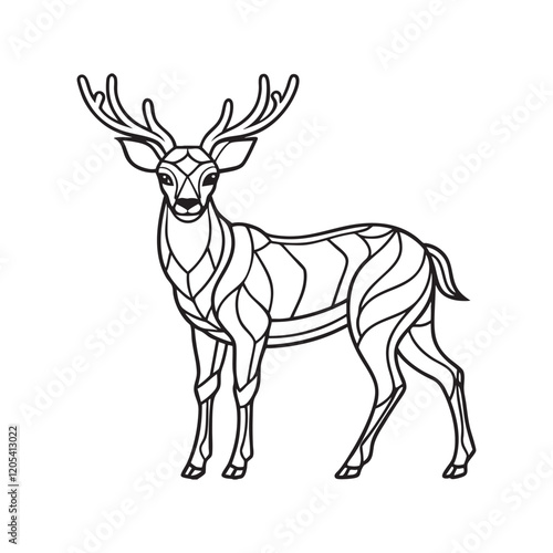 Majestic deer captured in artistic, sleek, minimalist line art