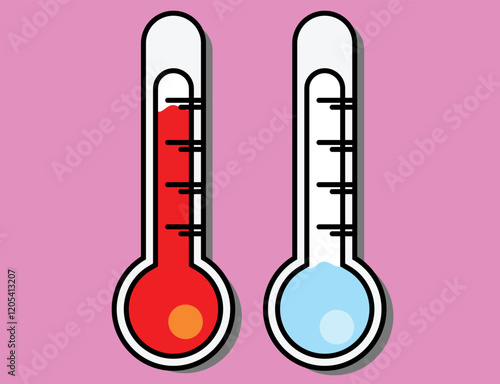 PrintTwo thermometers showing hot and cold temperatures