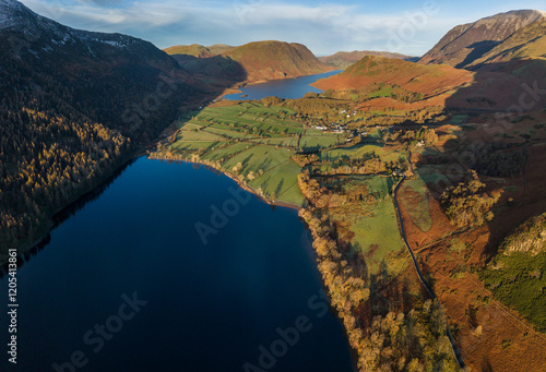 Dramatic aerial drone lands...