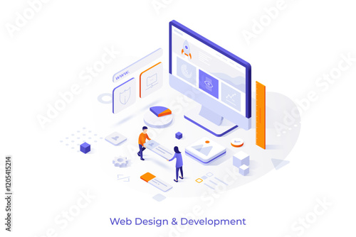 Modern Isometric Business Template. Vector