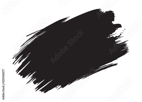 Best Grunge Badge Brush Hand Drawn Black Sticker Black Brush Stroke Vector Illustration for Creative Designs.