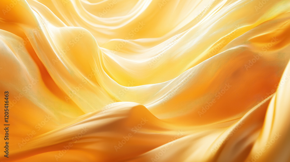 Fototapeta premium luxurious golden silk fabric with flowing folds and a vibrant glossy sheen