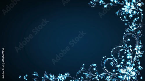 Wallpaper Mural Glowing Blue Floral Design Frame Background Torontodigital.ca