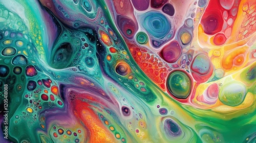 Abstract colorful fluid acrylic paint swirls, vibrant background, art design, website header
