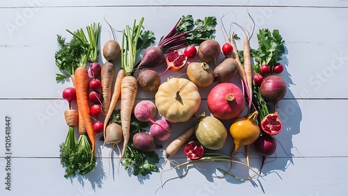 Wallpaper Mural Winter vegetarian, vegan food cooking ingredients over white wooden background Torontodigital.ca