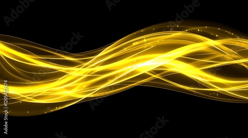 Golden Abstract Waves Flowing Dark Background photo