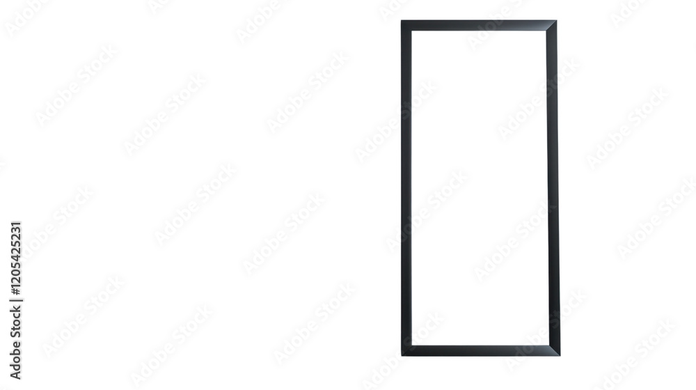 Black framed mirror stands on transparent background Black framed mirror stands on transparent background