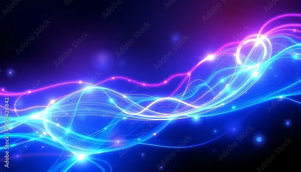 Obraz premium Abstract Blue and Pink Glowing Energy Waves