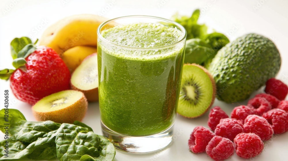 Organic fruits and vegetables - Ingredients for green smoothie Organic fruits and vegetables - Ingredients for green smoothie