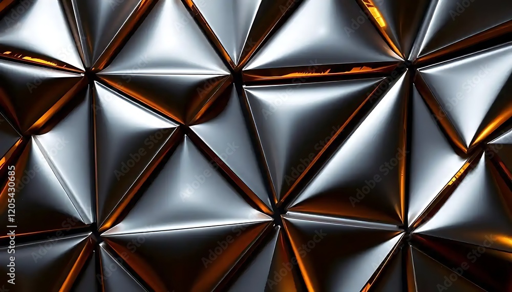 Abstract Metallic Triangular Pattern With Warm Lighting Abstract Metallic Triangular Pattern With Warm Lighting