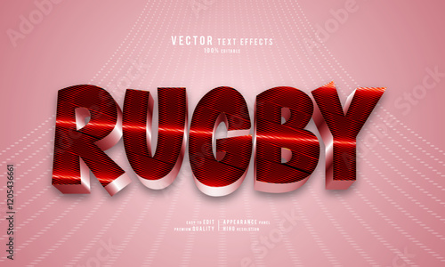 Rugby editable vector graphic resources 3d text effect design