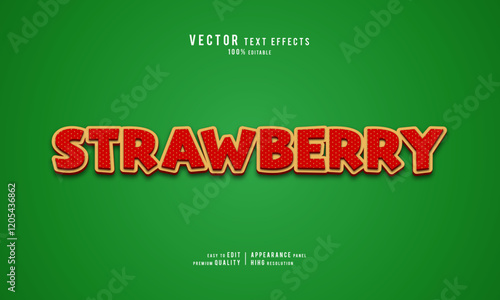 Strawberry editable vector graphic resources 3d text effect design