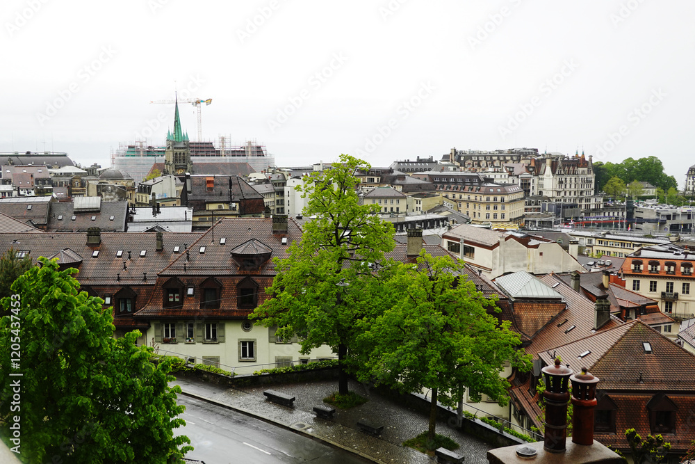 Obraz premium The old town of Lausanne, Switzerland