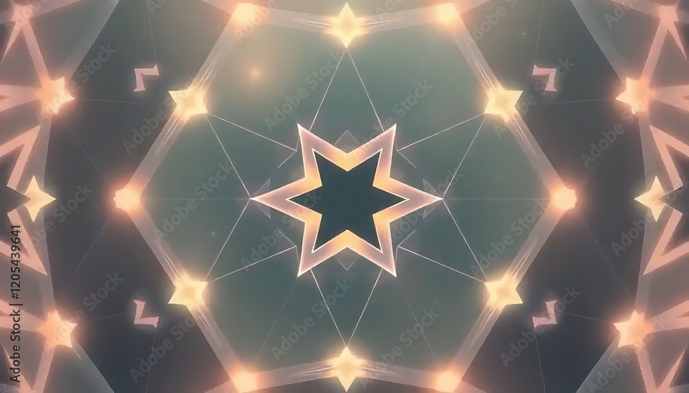 Abstract Kaleidoscope Pattern With Glowing Stars Abstract Kaleidoscope Pattern With Glowing Stars