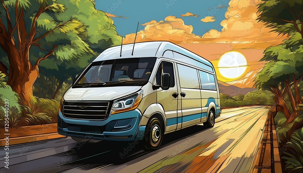 Fototapeta premium van on the road