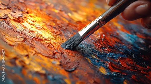 Impasto Painting in Fiery Hues: A Close-Up of Artistic Expression