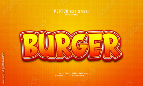 Burger editable vector graphic resources 3d text effect design