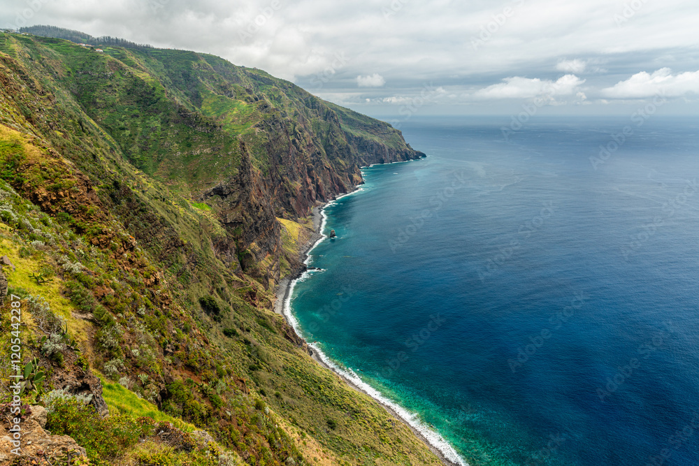 Scenic panoramic view from Miradouro do Fio on a summer day, Madeira island, Portugal. Scenic panoramic view from Miradouro do Fio on a summer day, Madeira island, Portugal.