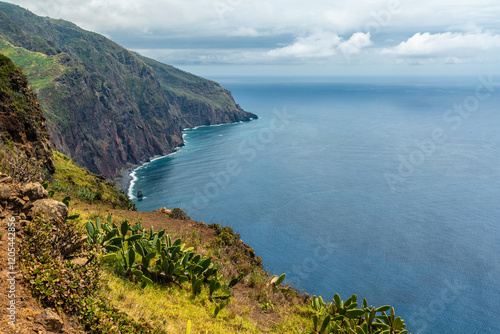 Scenic panoramic view from Miradouro do Fio on a summer day, Madeira island, Portugal. photo