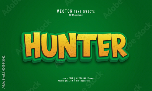 Hunter editable vector graphic resources 3d text effect design