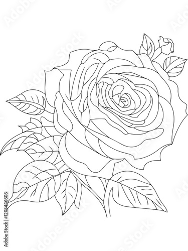 Wallpaper Mural Rose flower coloring pes for adults and kids Torontodigital.ca