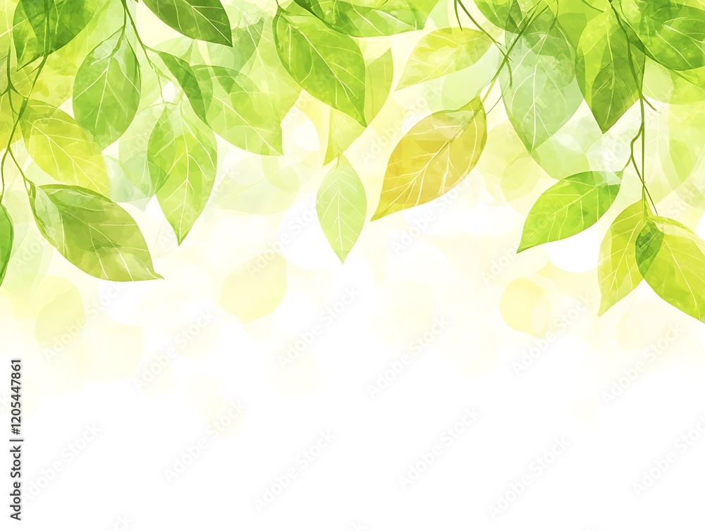 Watercolor Painting of Green Leaves and Branches Watercolor Painting of Green Leaves and Branches