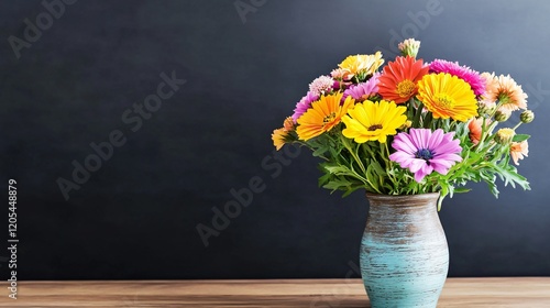 Wallpaper Mural Vibrant Colorful Flower Bouquet in Rustic Vase Torontodigital.ca