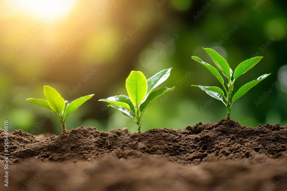 Obraz premium Growing Plants Seedlings in Soil, Nature Photography