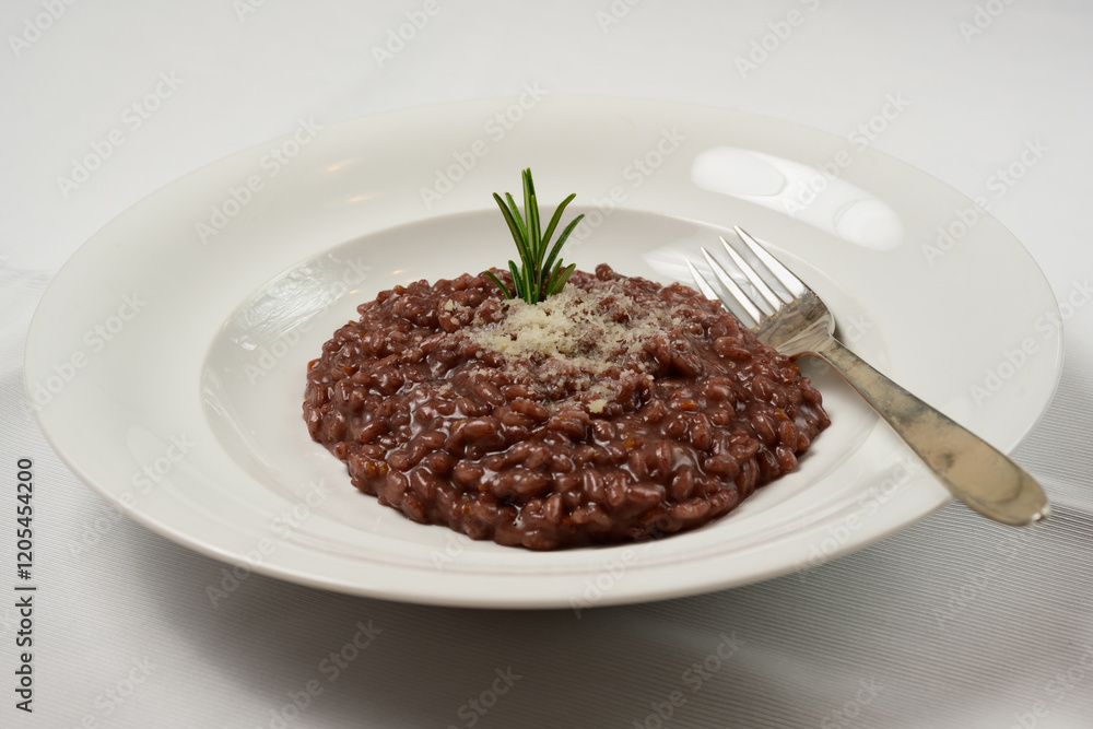 Risotto al Barolo Red Wine Cooked Rice from Piedmont, Italy Risotto al Barolo Red Wine Cooked Rice from Piedmont, Italy