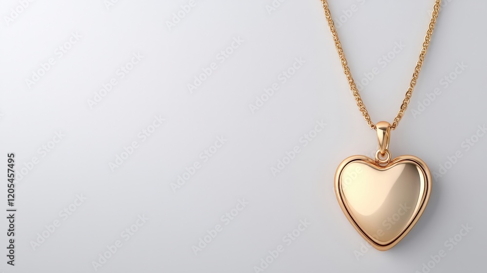 Shiny Golden Heart Pendant Necklace on a Delicate Chain with Soft Background Lighting