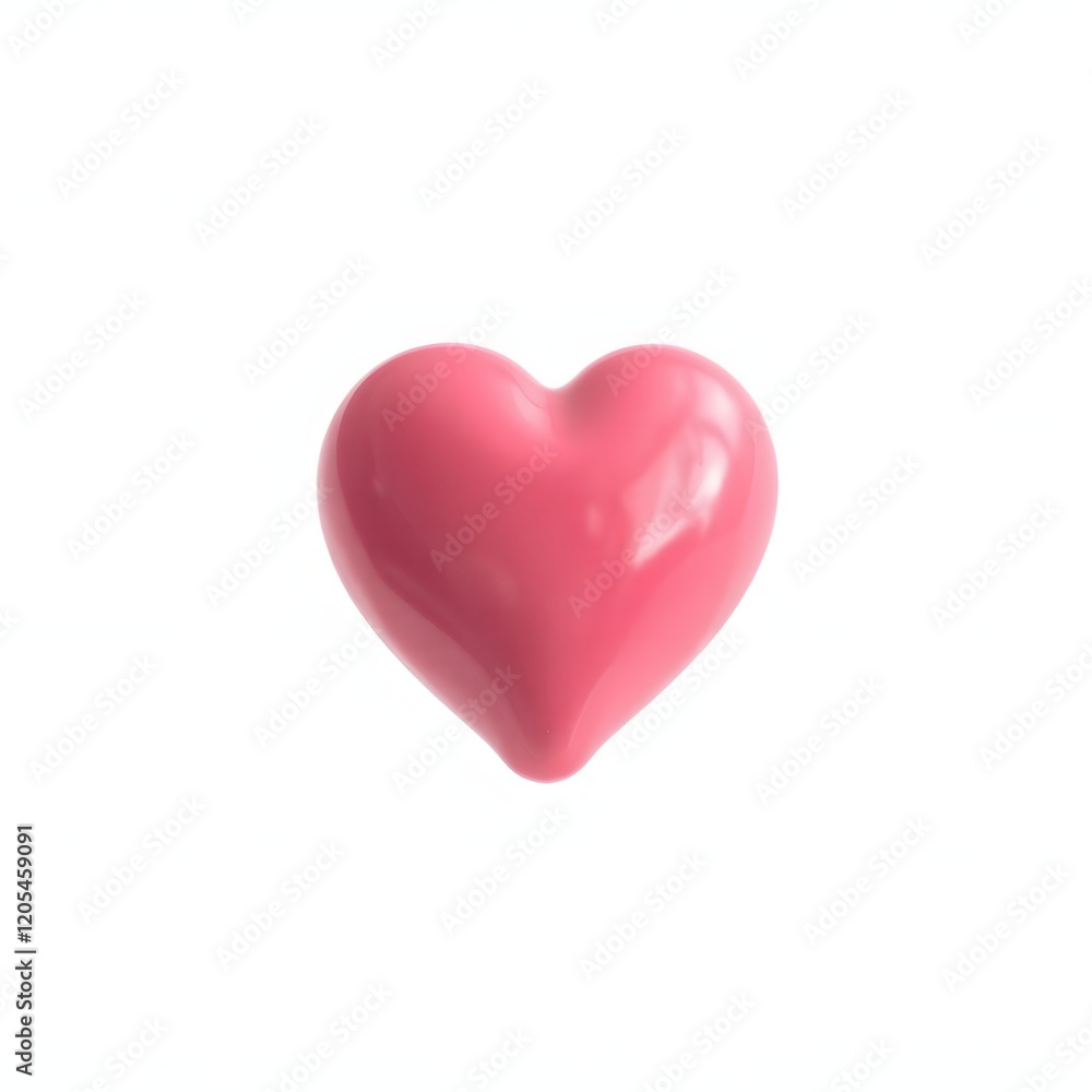 Bright Pink Heart on White Background: Valentine's Day Symbol for Love and Romance Bright Pink Heart on White Background: Valentine's Day Symbol for Love and Romance
