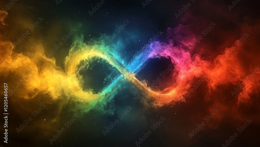 Colorful infinity symbol in cosmic nebula. Colorful infinity symbol in cosmic nebula.