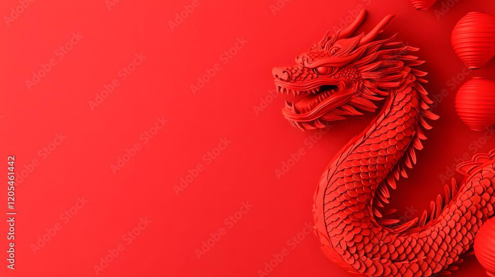 Obraz premium Dynamic dragon sculpture cultural setting digital art vibrant environment aesthetic viewpoint symbol of power