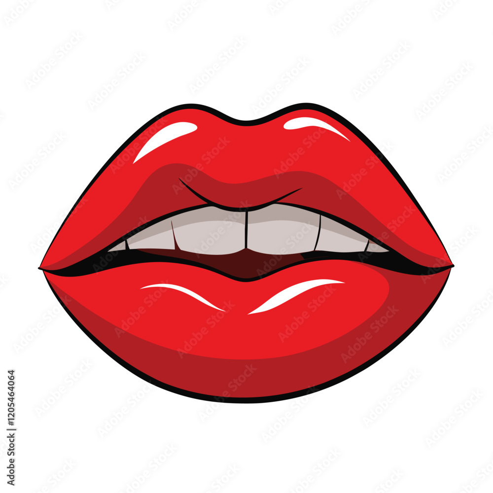 Bold Red Lips Clipart - Glossy Lip Bite Illustration on White Background
Bold Red Lips Clipart - Glossy Lip Bite Illustration on White Background