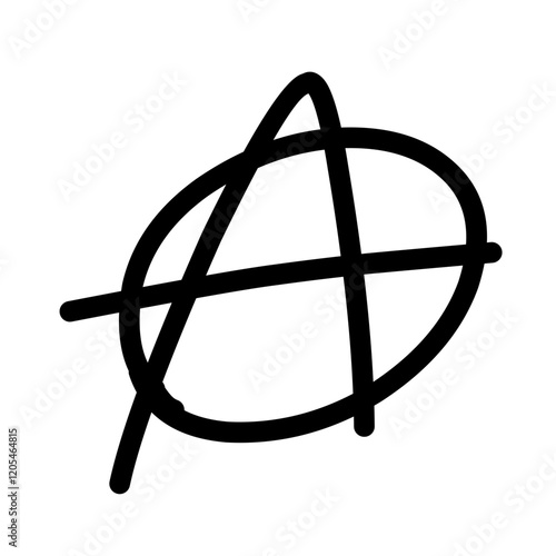 Hand drawn black anarchy sign vector illustration 