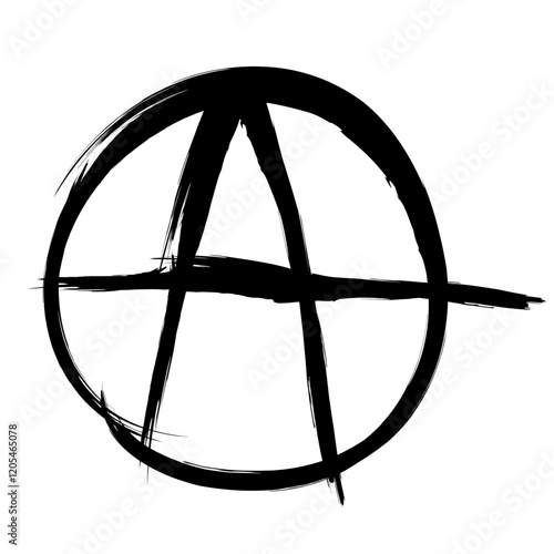 Hand drawn black anarchy sign vector illustration 