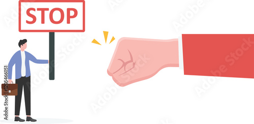 Businessman Mediating a Conflict Between two Businessmen. Business Conflict Disputes. Stop conflict.
