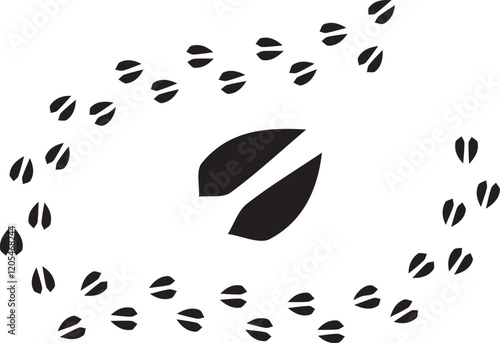 Wildlife Deer Tracks - Minimalist Vector Art for Nature Lovers, Deer Tracks Illustration - Nature-Inspired Black and White Design