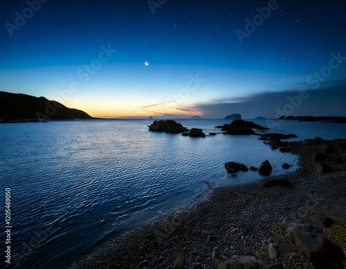 sunset over the sea at night tine 