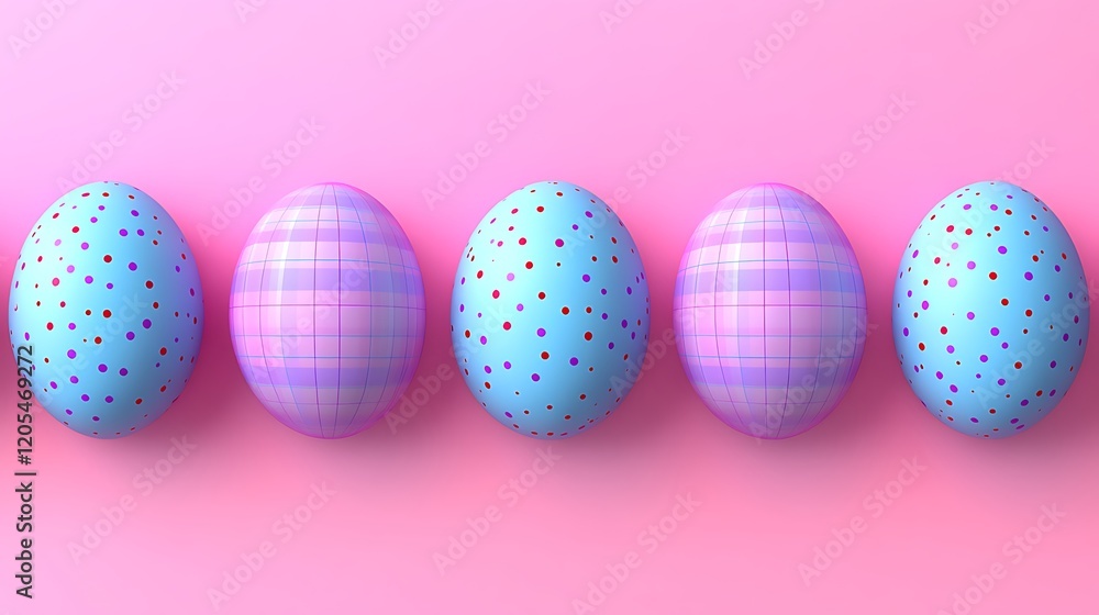 A high-definition shot of Easter eggs with colorful plaid designs, placed on a festive spring-themed background. A high-definition shot of Easter eggs with colorful plaid designs, placed on a festive spring-themed background.