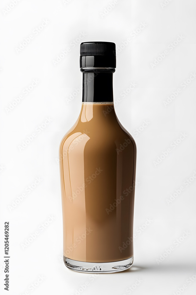 A bottle of Irish cream liqueur cocktail. Product mock up isolated on white background A bottle of Irish cream liqueur cocktail. Product mock up isolated on white background