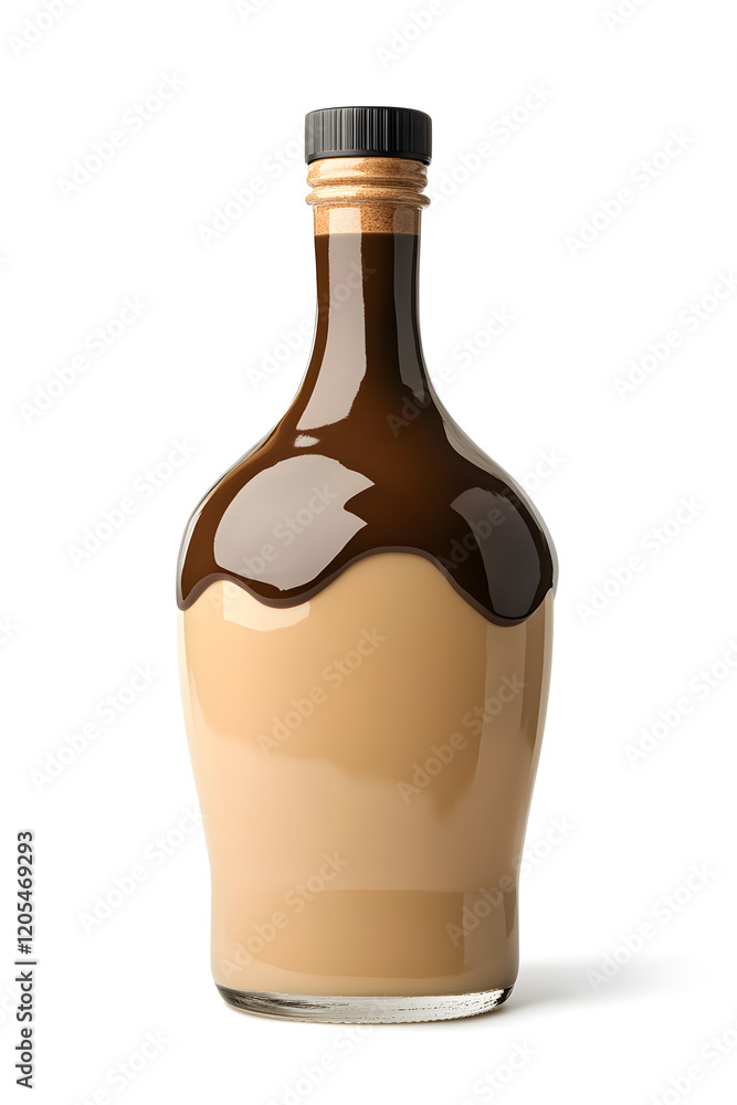 A bottle of Irish cream liqueur cocktail. Product mock up isolated on white background A bottle of Irish cream liqueur cocktail. Product mock up isolated on white background