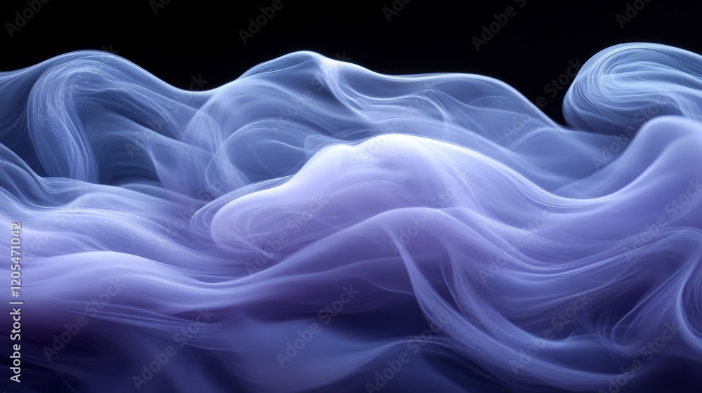 Fototapeta premium Abstract Swirling Lavender Smoke Design, Dark Background