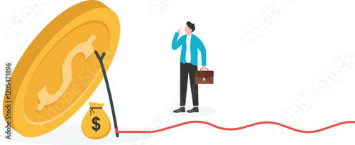 Money trap to trick greed people, danger fraud or threat to attack victim,
