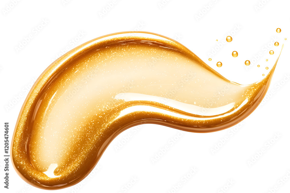 Obraz premium Golden metallic gel or paint smear isolated on white background 