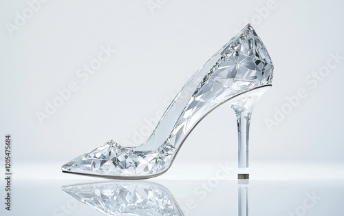 Wallpaper Mural Crystal high-heeled shoe with a pointed toe and glossy finish on a clean white background Torontodigital.ca