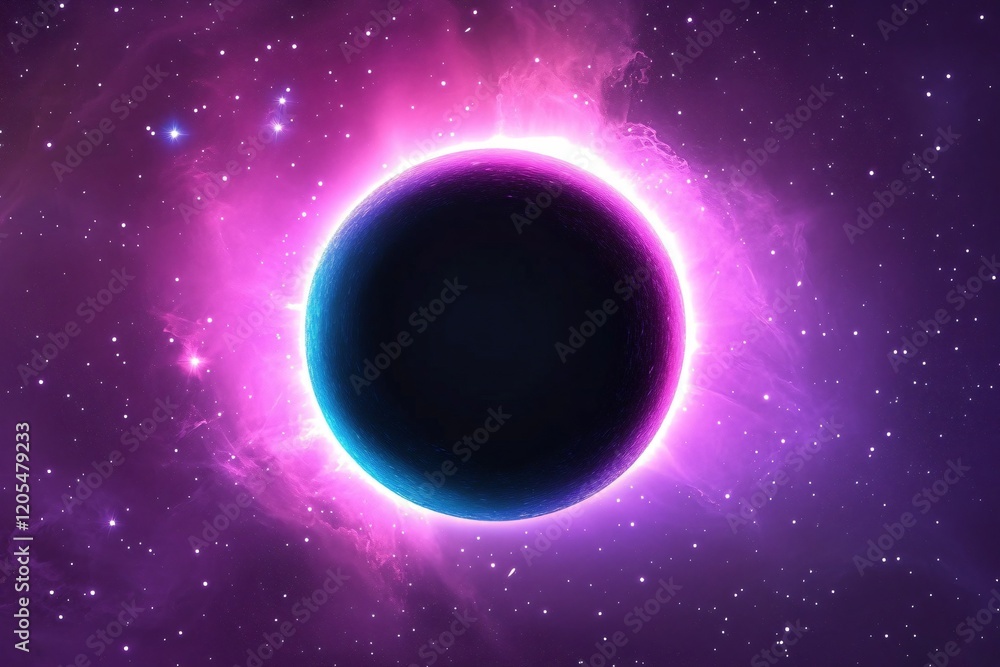 Obraz premium Vibrant Purple Nebula Cosmic Planet Space Art