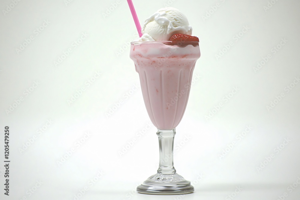 Delicious Strawberry Milkshake with Ice Cream and Fresh Strawberry Delicious Strawberry Milkshake with Ice Cream and Fresh Strawberry