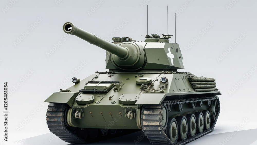 Realistic 3D Model of a Military Tank with a Red Cross Realistic 3D Model of a Military Tank with a Red Cross