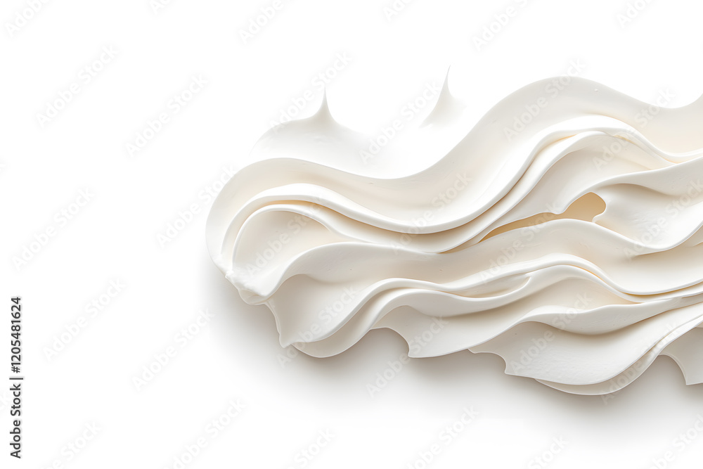 3d realistic whipped white cream or meringue isolated on white background. Meringue swirls, realistic bakery mousse 3d realistic whipped white cream or meringue isolated on white background. Meringue swirls, realistic bakery mousse